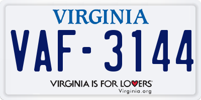 VA license plate VAF3144