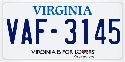 VA license plate VAF3145