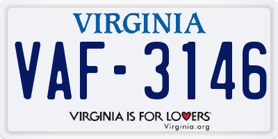 VA license plate VAF3146