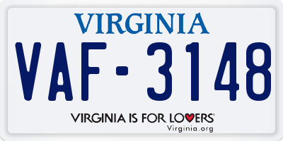 VA license plate VAF3148