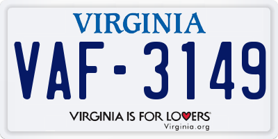 VA license plate VAF3149
