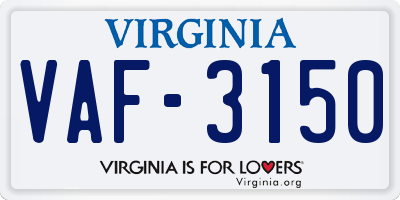 VA license plate VAF3150