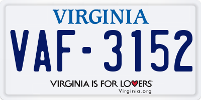 VA license plate VAF3152