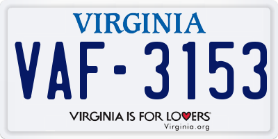 VA license plate VAF3153