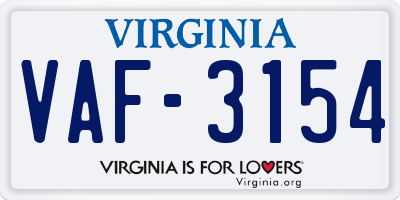 VA license plate VAF3154