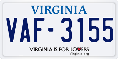 VA license plate VAF3155
