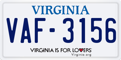 VA license plate VAF3156