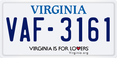 VA license plate VAF3161