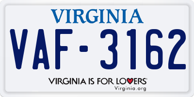 VA license plate VAF3162