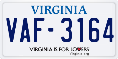 VA license plate VAF3164