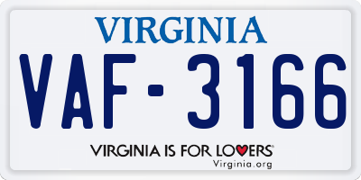 VA license plate VAF3166