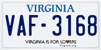 VA license plate VAF3168