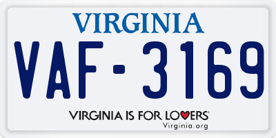 VA license plate VAF3169