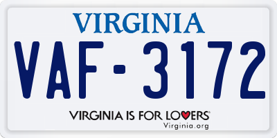 VA license plate VAF3172