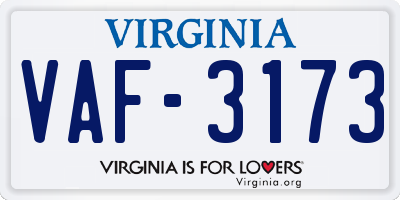 VA license plate VAF3173