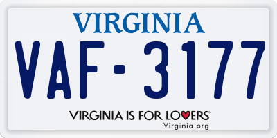 VA license plate VAF3177