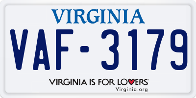 VA license plate VAF3179