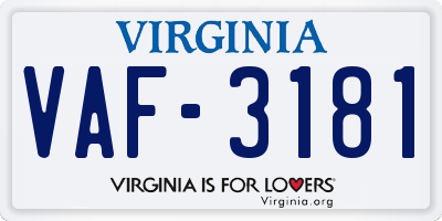 VA license plate VAF3181
