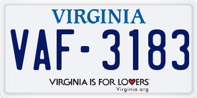 VA license plate VAF3183