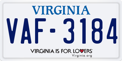 VA license plate VAF3184