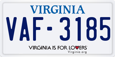VA license plate VAF3185