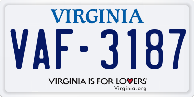 VA license plate VAF3187
