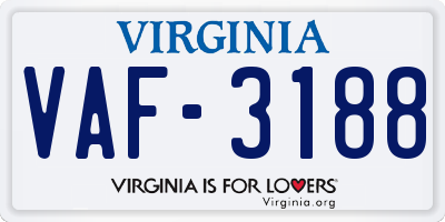 VA license plate VAF3188