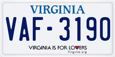 VA license plate VAF3190