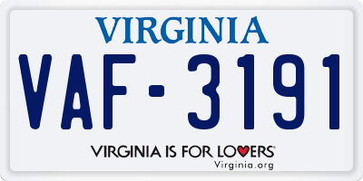 VA license plate VAF3191
