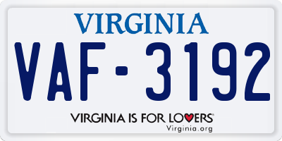 VA license plate VAF3192
