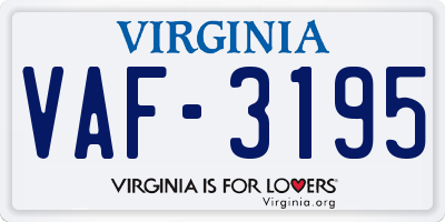 VA license plate VAF3195