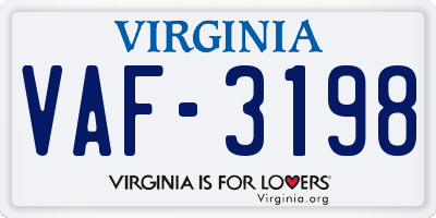 VA license plate VAF3198