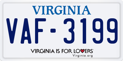 VA license plate VAF3199