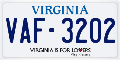 VA license plate VAF3202