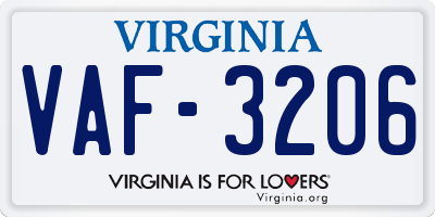 VA license plate VAF3206