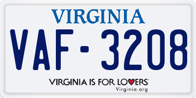 VA license plate VAF3208