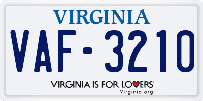 VA license plate VAF3210