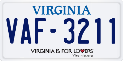 VA license plate VAF3211