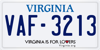 VA license plate VAF3213