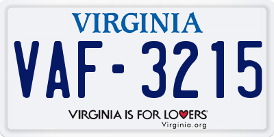 VA license plate VAF3215