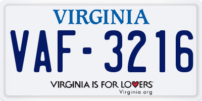 VA license plate VAF3216