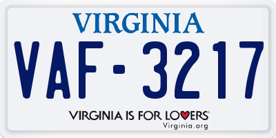VA license plate VAF3217