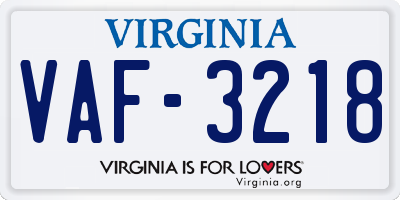 VA license plate VAF3218