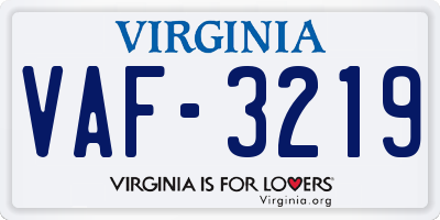 VA license plate VAF3219