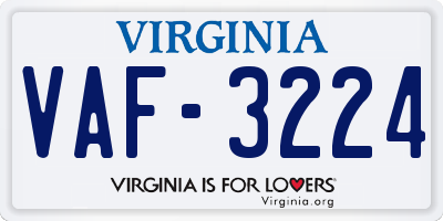 VA license plate VAF3224