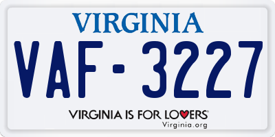 VA license plate VAF3227