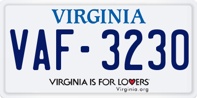 VA license plate VAF3230