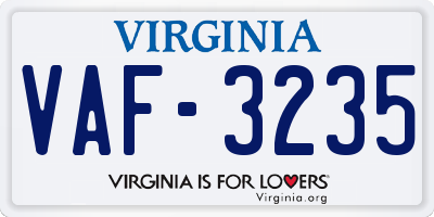VA license plate VAF3235
