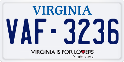 VA license plate VAF3236