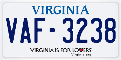 VA license plate VAF3238